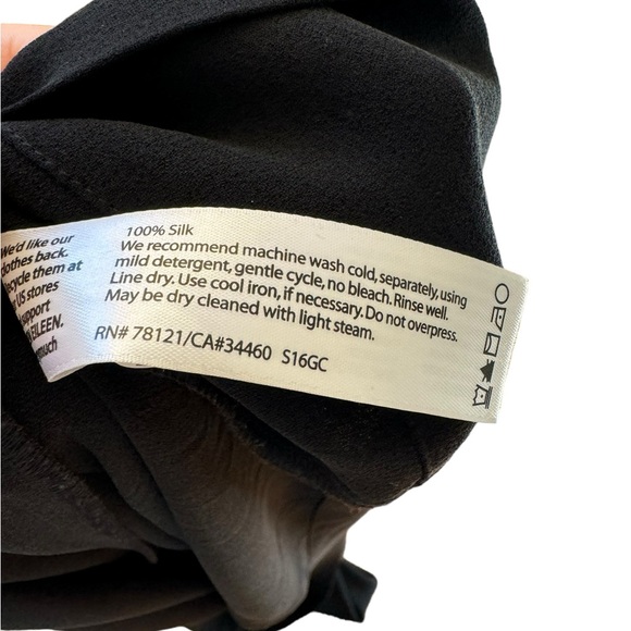 Eileen Fisher Black Silk Midi Dress. Short Sleeves, Boxy Cut. Size L. EUC - Picture 6 of 9